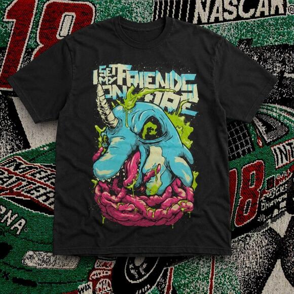 Tops - I Set My Friends On Fire Monster Graphic Tee Black Unisex Shirt